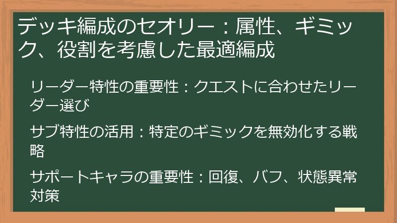 デッキ編成のセオリー：属性、ギミック、役割を考慮した最適編成