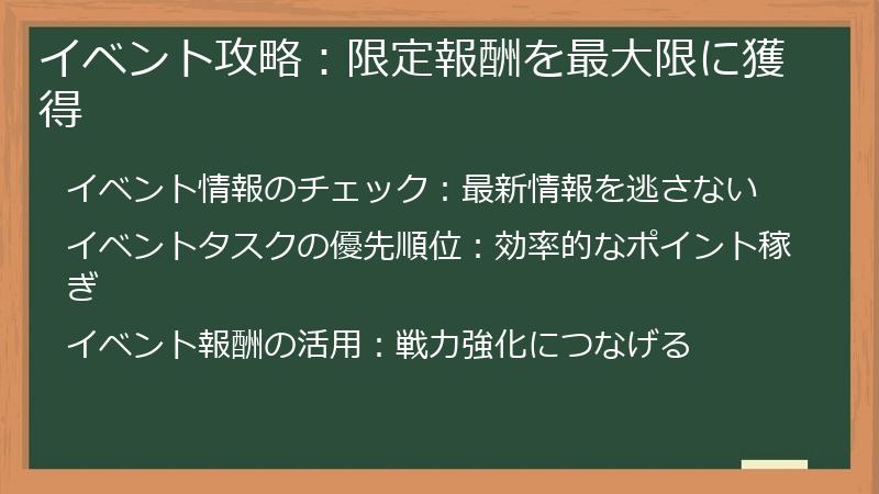 イベント攻略：限定報酬を最大限に獲得