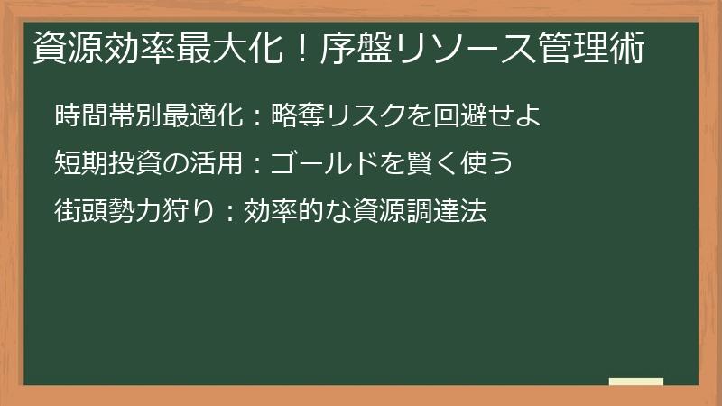 資源効率最大化！序盤リソース管理術