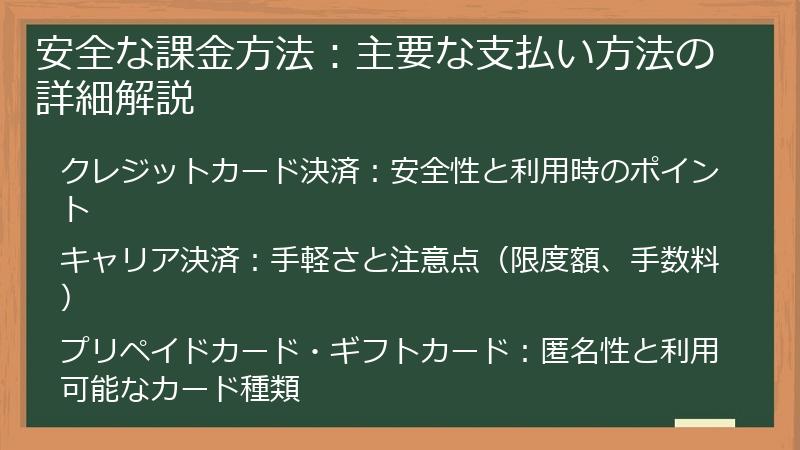 安全な課金方法：主要な支払い方法の詳細解説