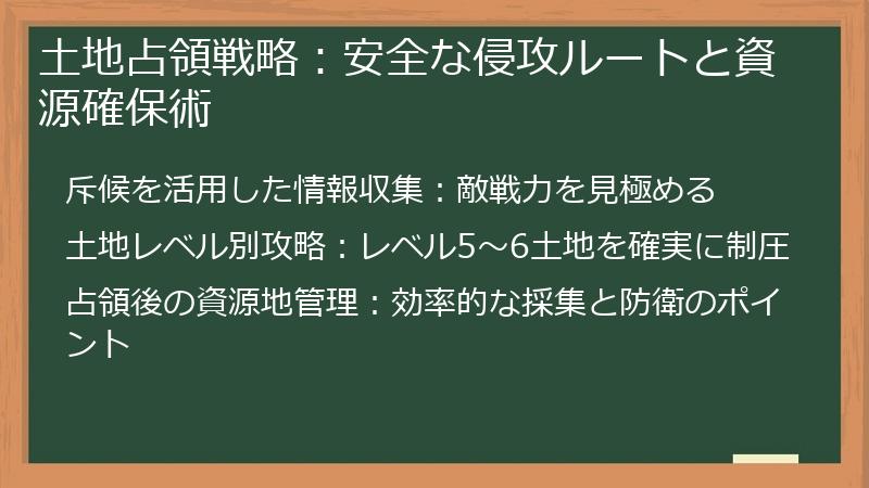 土地占領戦略：安全な侵攻ルートと資源確保術