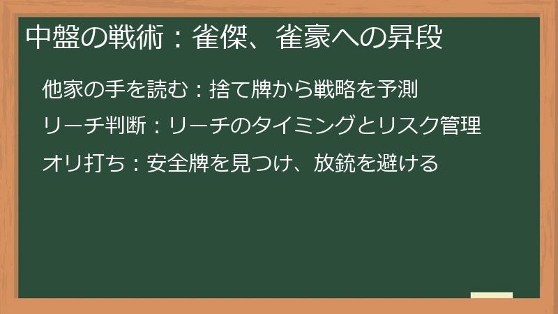 中盤の戦術：雀傑、雀豪への昇段