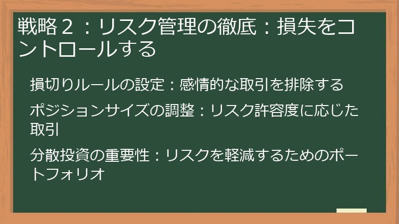 戦略２：リスク管理の徹底：損失をコントロールする