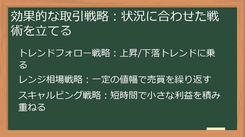 効果的な取引戦略：状況に合わせた戦術を立てる