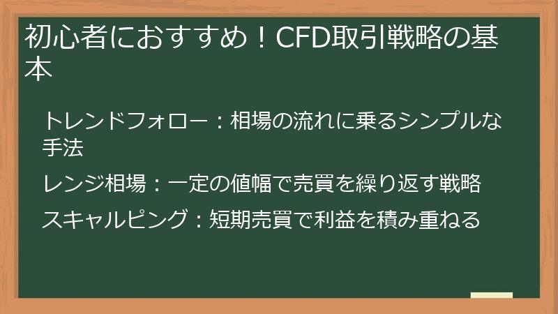 初心者におすすめ！CFD取引戦略の基本