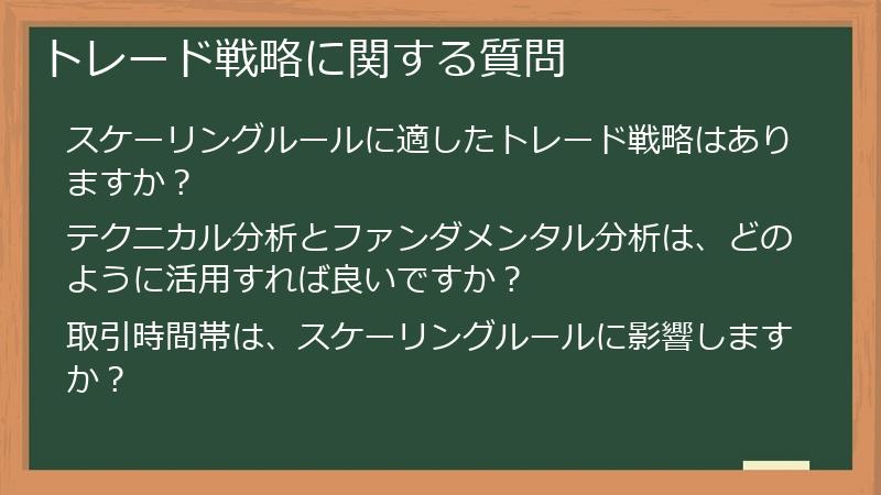 トレード戦略に関する質問