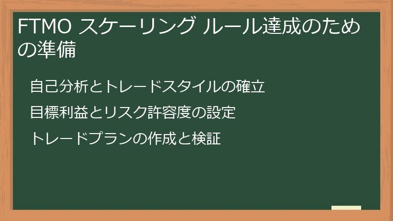 FTMO スケーリング ルール達成のための準備