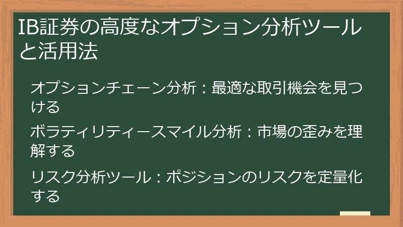 IB証券の高度なオプション分析ツールと活用法