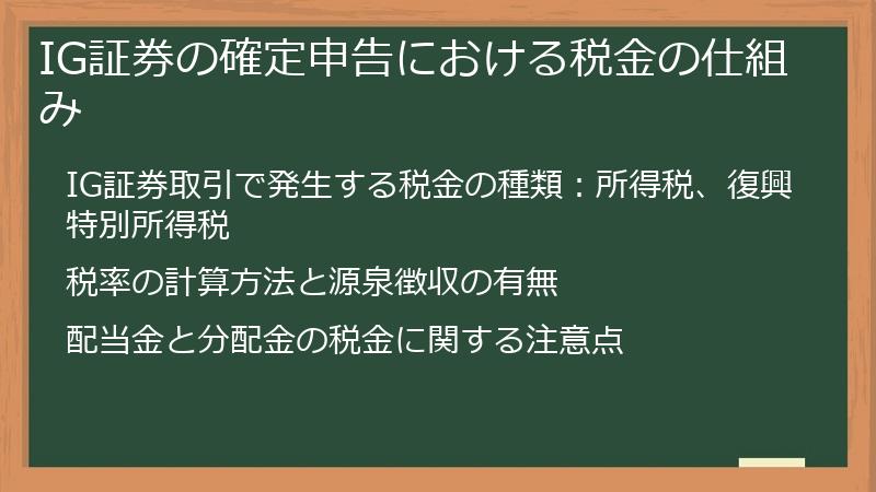 IG証券の確定申告における税金の仕組み