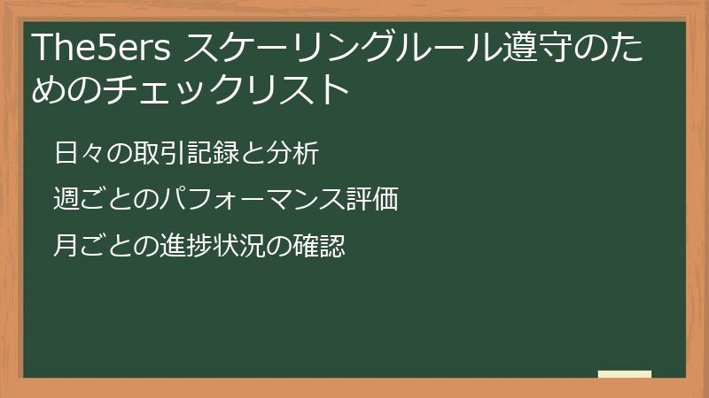 The5ers スケーリングルール遵守のためのチェックリスト