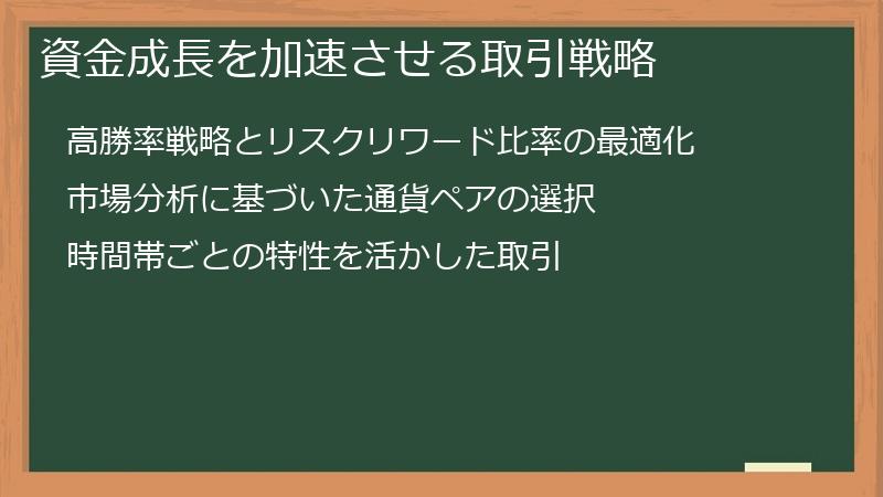 資金成長を加速させる取引戦略