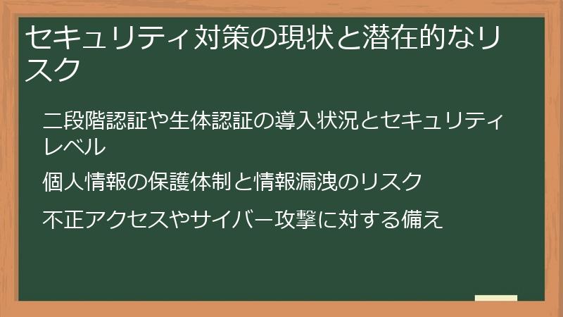 セキュリティ対策の現状と潜在的なリスク