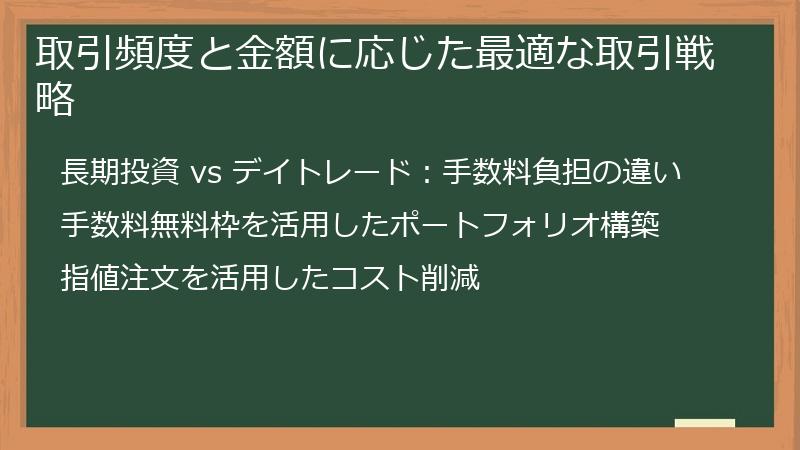 取引頻度と金額に応じた最適な取引戦略