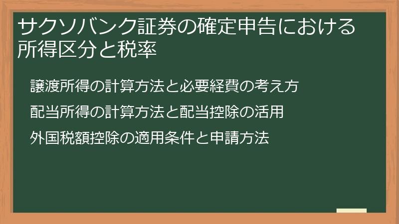 サクソバンク証券の確定申告における所得区分と税率