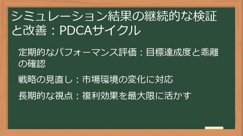 シミュレーション結果の継続的な検証と改善：PDCAサイクル