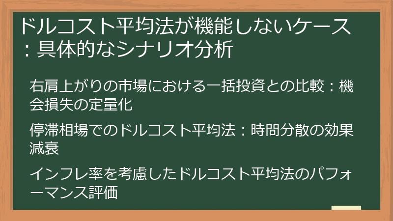 ドルコスト平均法が機能しないケース：具体的なシナリオ分析