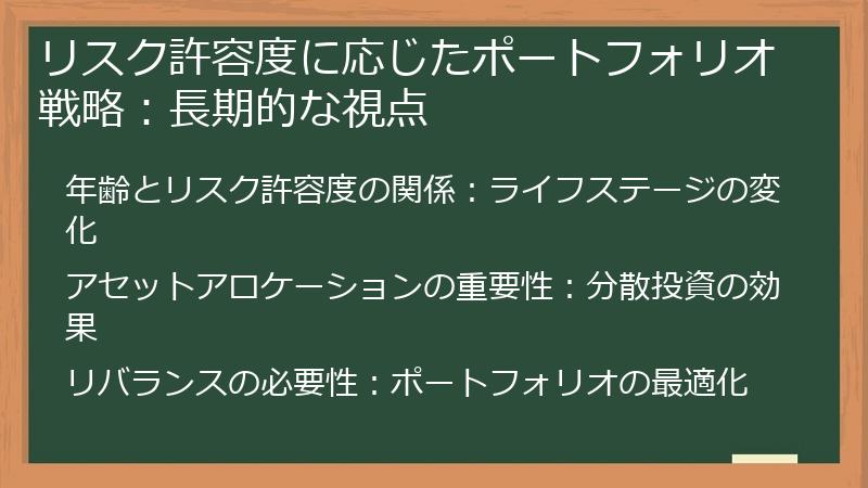 リスク許容度に応じたポートフォリオ戦略：長期的な視点
