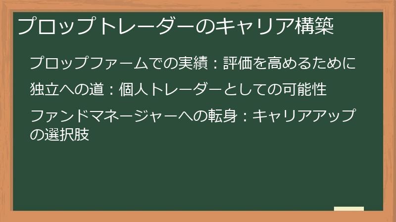 プロップトレーダーのキャリア構築