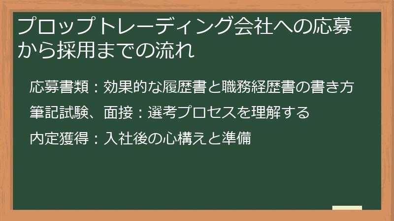 プロップトレーディング会社への応募から採用までの流れ