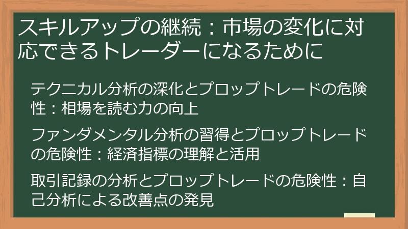 スキルアップの継続：市場の変化に対応できるトレーダーになるために