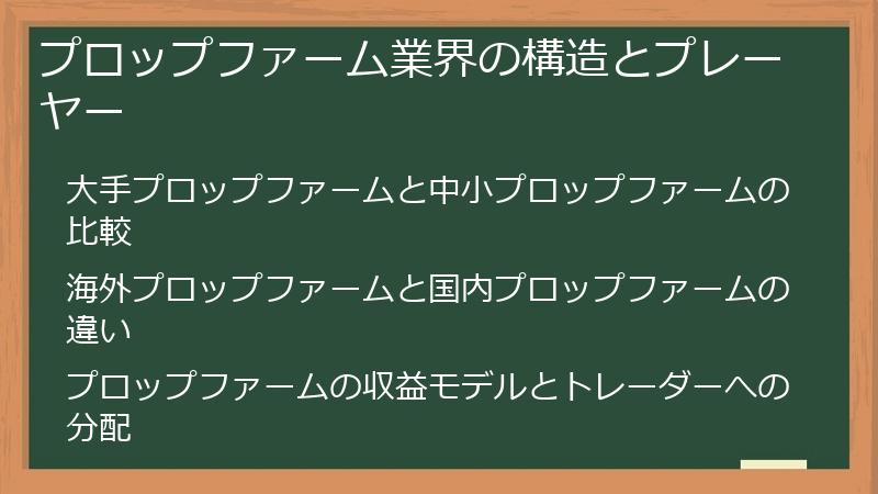 プロップファーム業界の構造とプレーヤー