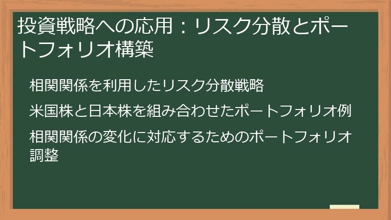 投資戦略への応用：リスク分散とポートフォリオ構築
