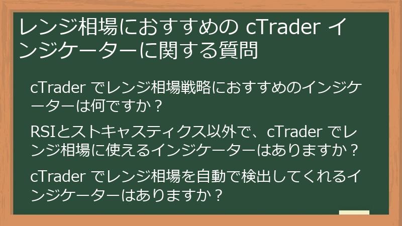 レンジ相場におすすめの cTrader インジケーターに関する質問