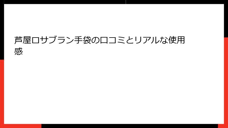 芦屋ロサブラン手袋の口コミとリアルな使用感