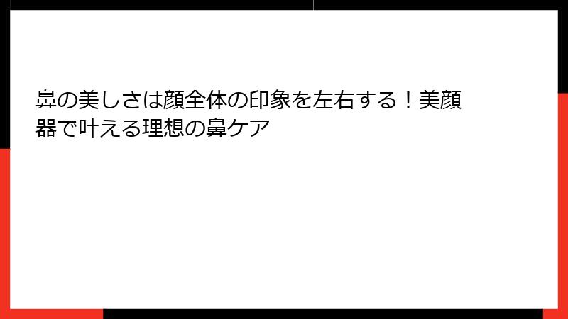 鼻の美しさは顔全体の印象を左右する！美顔器で叶える理想の鼻ケア