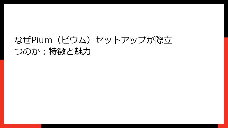 なぜPium（ピウム）セットアップが際立つのか：特徴と魅力