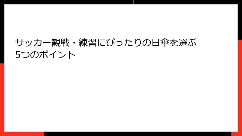 サッカー観戦・練習にぴったりの日傘を選ぶ5つのポイント