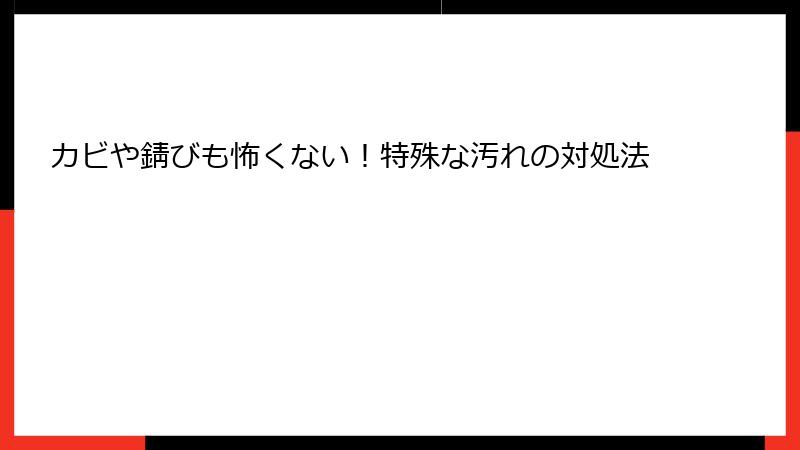 カビや錆びも怖くない！特殊な汚れの対処法