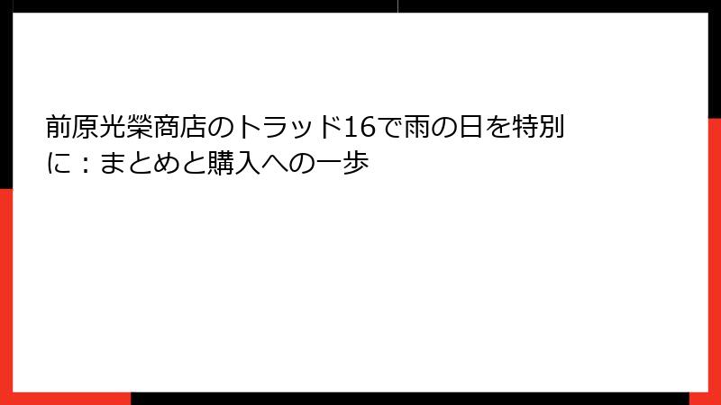 前原光榮商店のトラッド16で雨の日を特別に：まとめと購入への一歩