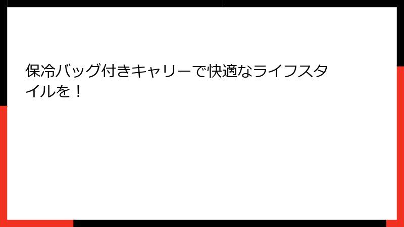 保冷バッグ付きキャリーで快適なライフスタイルを！