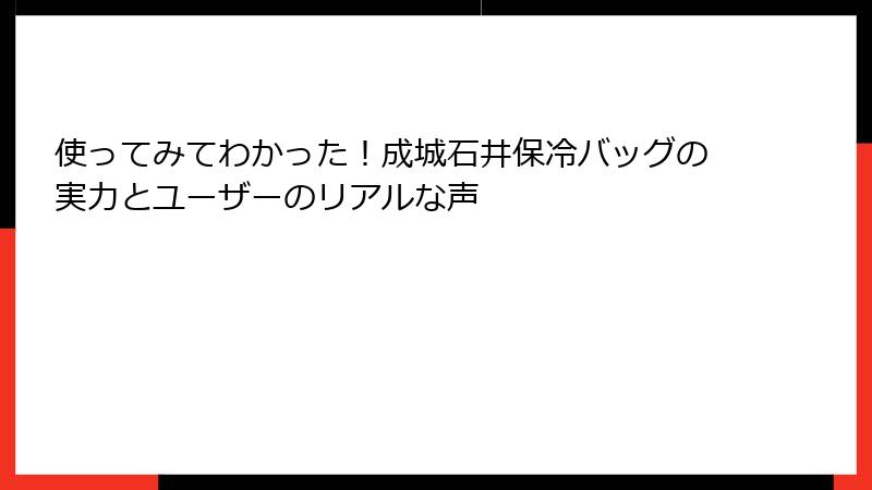 使ってみてわかった！成城石井保冷バッグの実力とユーザーのリアルな声