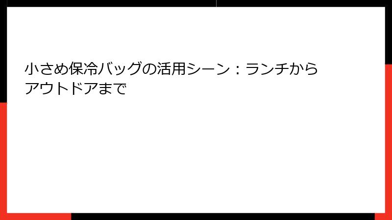 小さめ保冷バッグの活用シーン：ランチからアウトドアまで