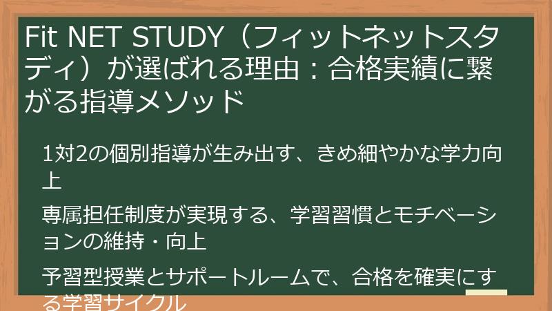 Fit NET STUDY（フィットネットスタディ）が選ばれる理由：合格実績に繋がる指導メソッド