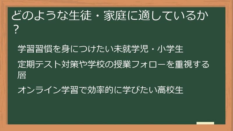どのような生徒・家庭に適しているか？