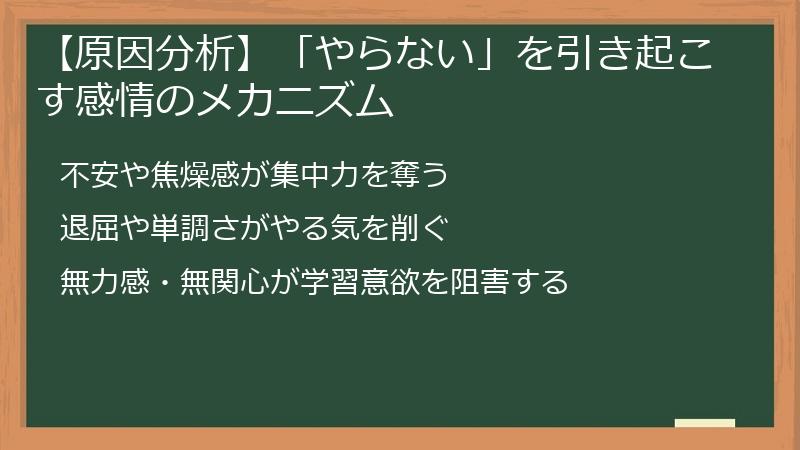 【原因分析】「やらない」を引き起こす感情のメカニズム