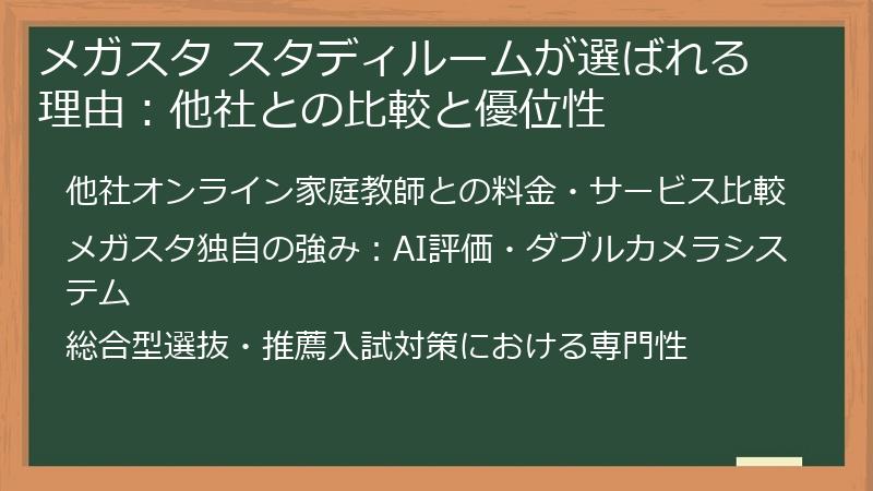 メガスタ スタディルームが選ばれる理由：他社との比較と優位性