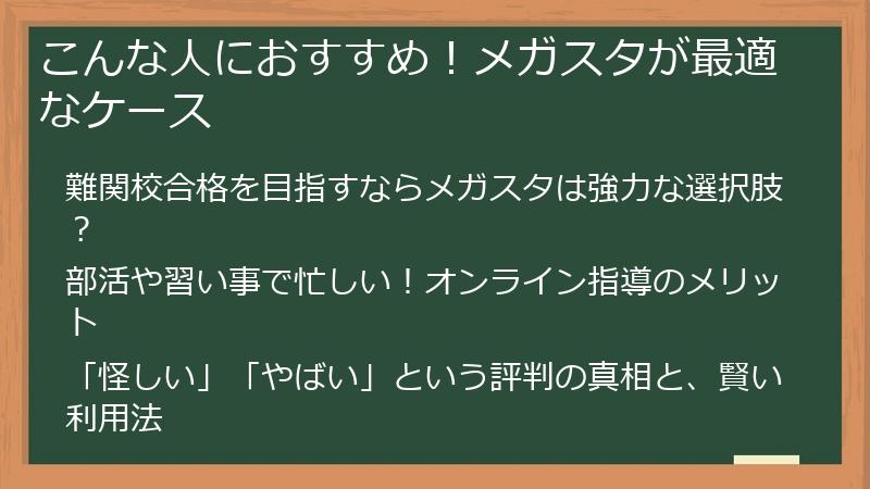 こんな人におすすめ！メガスタが最適なケース