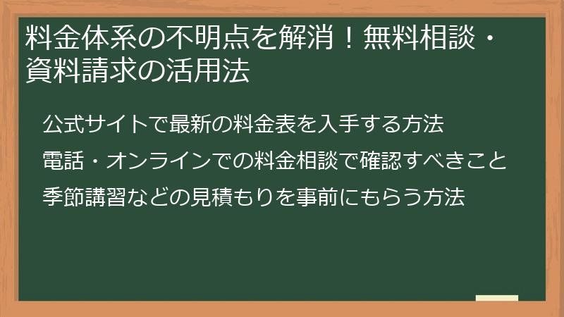 料金体系の不明点を解消!無料相談・資料請求の活用法