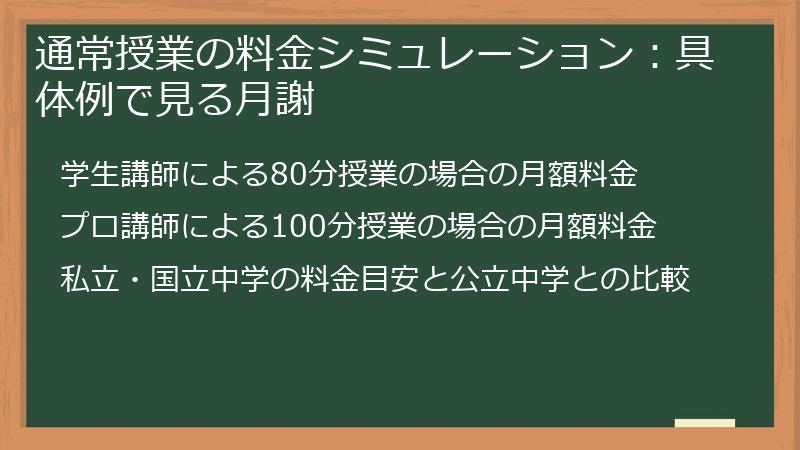 通常授業の料金シミュレーション：具体例で見る月謝