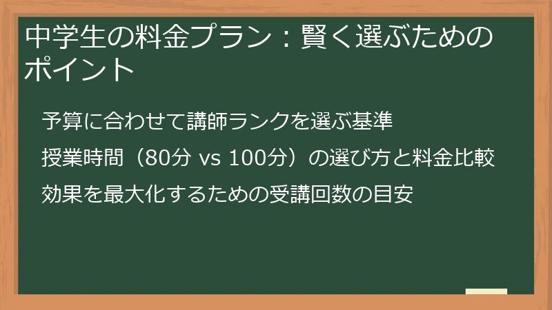 中学生の料金プラン：賢く選ぶためのポイント