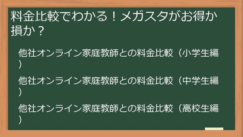料金比較でわかる！メガスタがお得か損か？