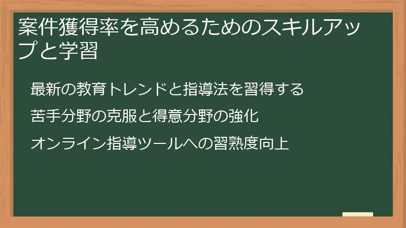 案件獲得率を高めるためのスキルアップと学習