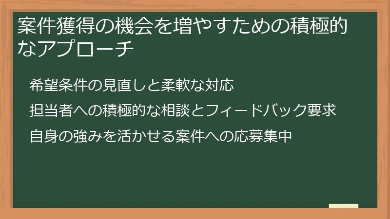 案件獲得の機会を増やすための積極的なアプローチ