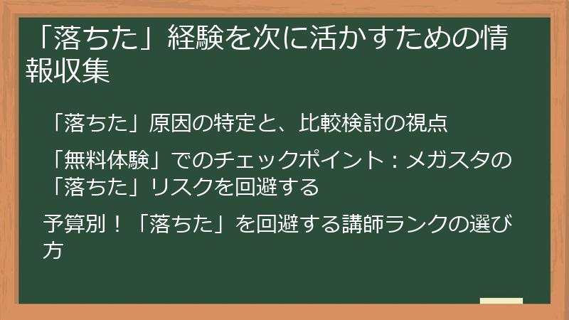 「落ちた」経験を次に活かすための情報収集