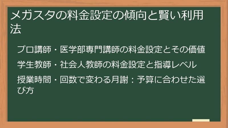 メガスタの料金設定の傾向と賢い利用法