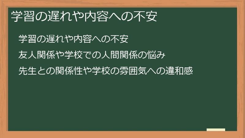 学習の遅れや内容への不安